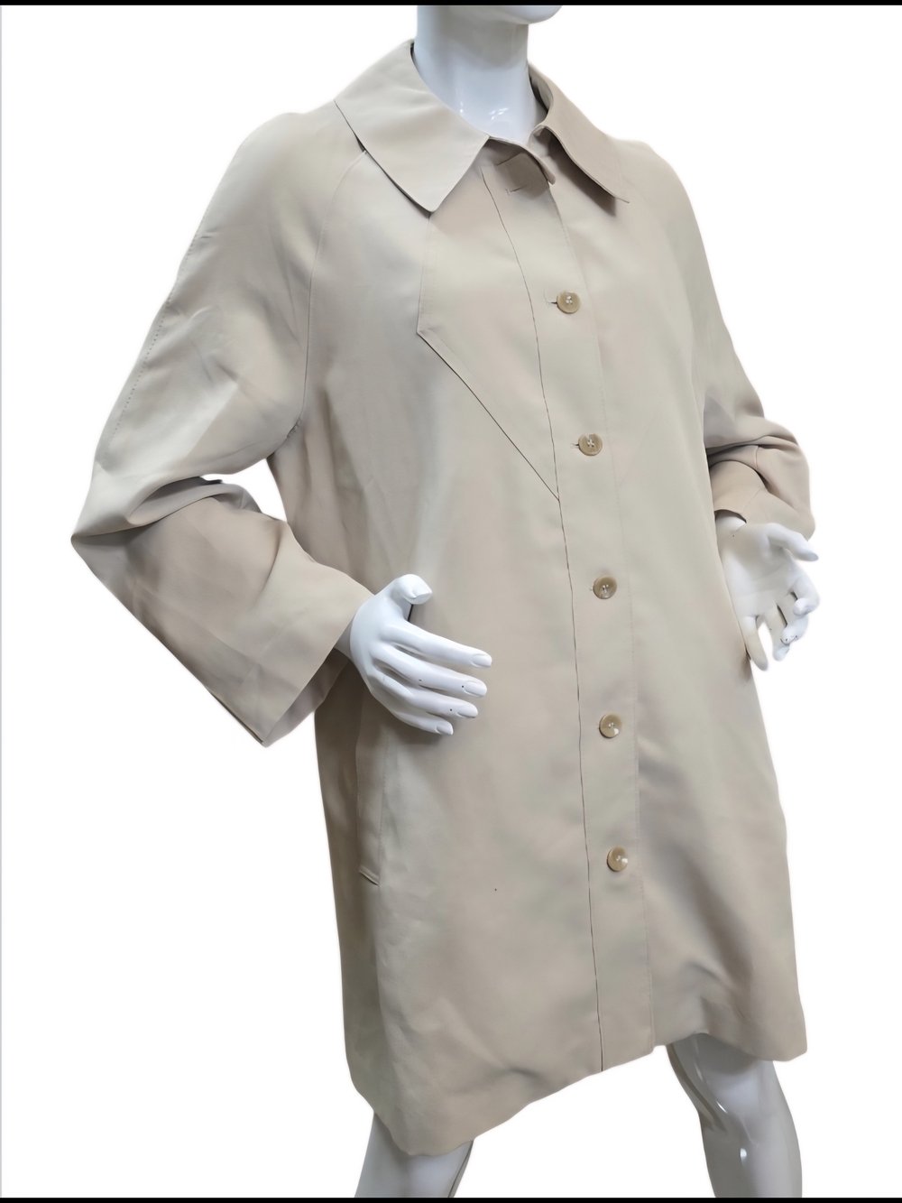 Like New Vintage Light Cream Single-Breasted Trench Coat Sz 18